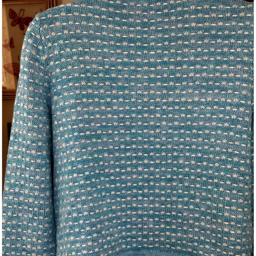 Lilly Pulitzer NWOT Kienna Woven Knit Cardigan Cumulus Blue Metallic XSmall - Picture 8 of 16